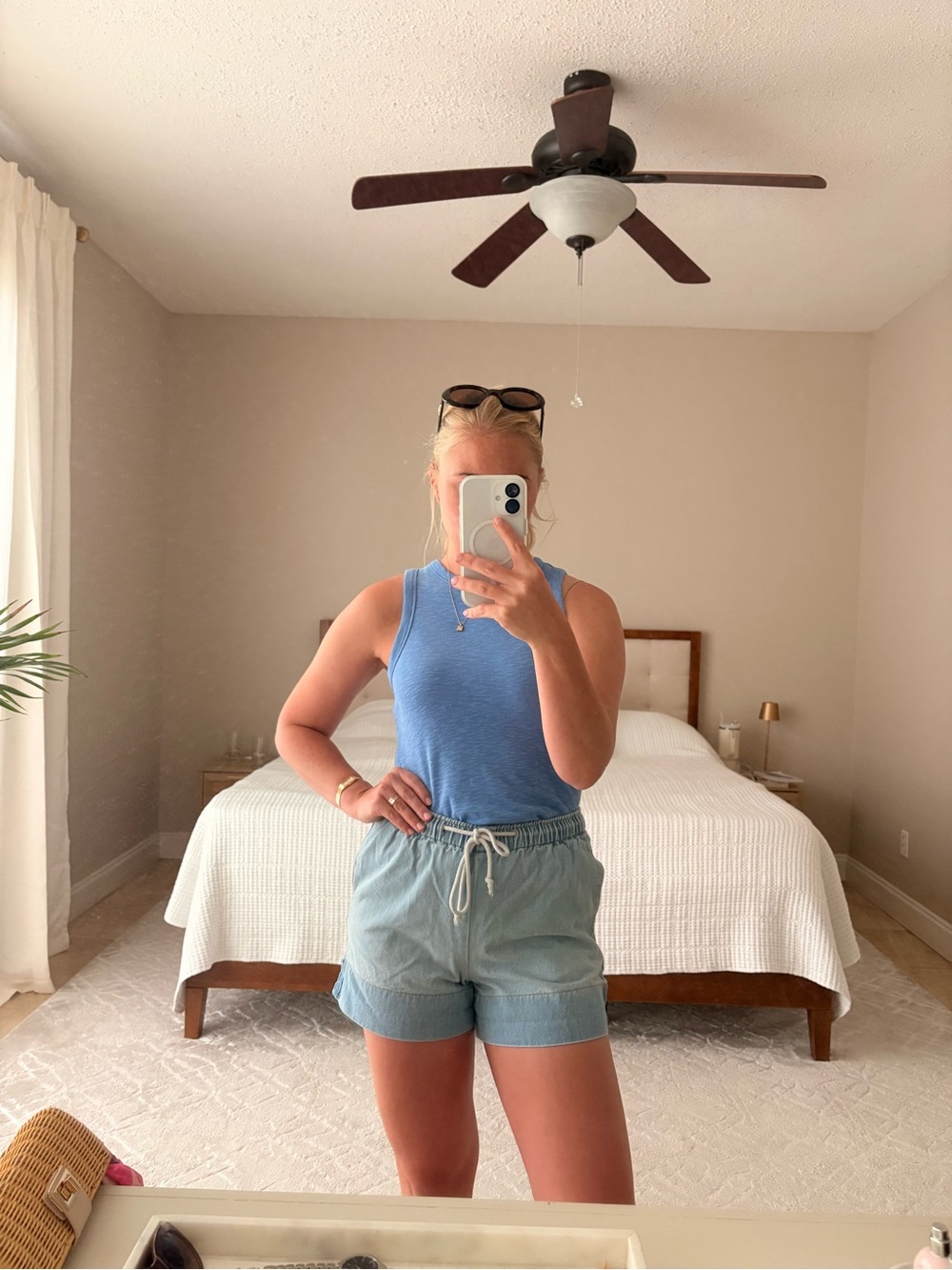 Jean drawstring shorts